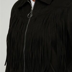 WeWoreWhat BLACK Fringe Jacket… please note tan color is not available